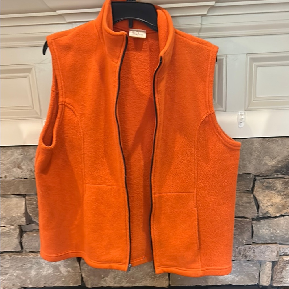 Neiman Marcus Orange Fleece Vest